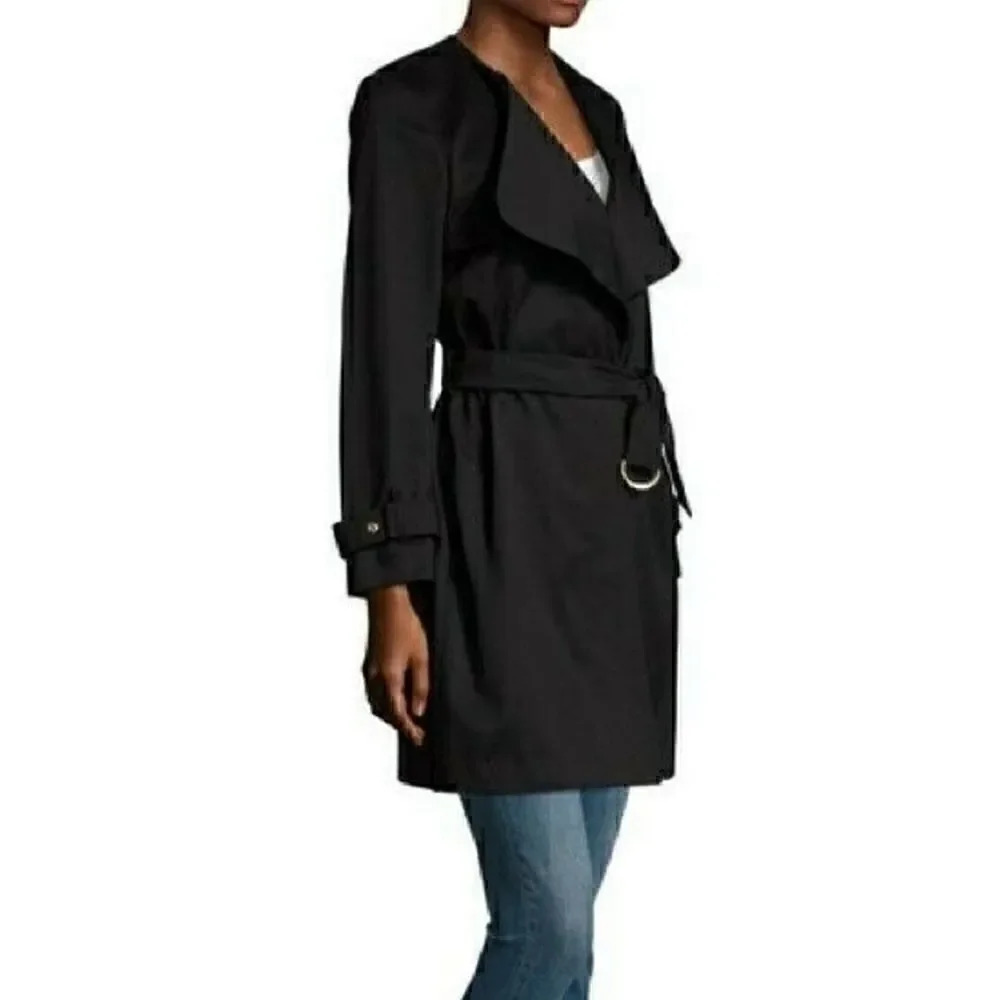SANDRO Paris Malena Cotton Black Trench Coat - Picture 3 of 12